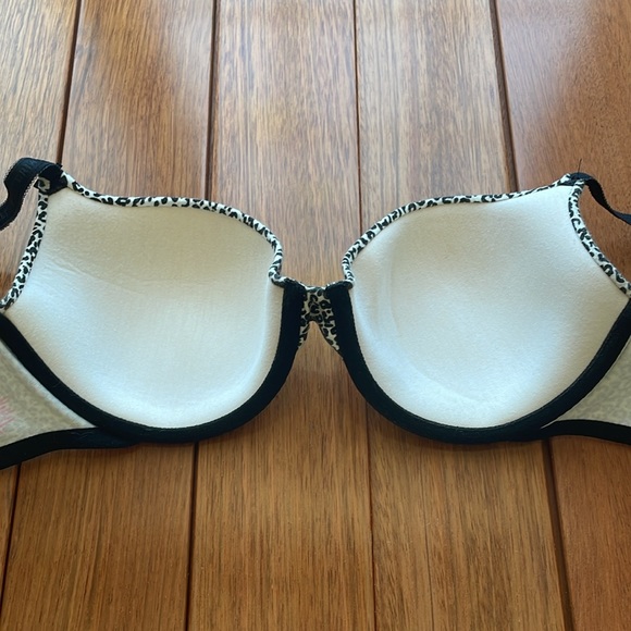 Victoria secret cotton bra 36C cheetah leopard animal print black cream NWOT - Picture 4 of 6